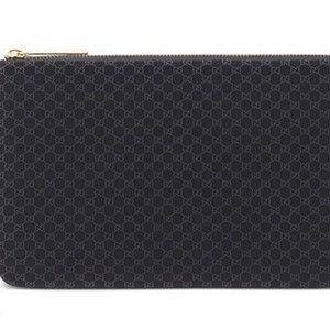 ✨NEW Authentic GG GUCCI Logo Black Velvet Pouch Purse Cosmetic Bag Embossed Rare